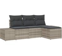 Ensemble de canapés vidaXL avec coussins, 4 pièces, gris clair, rotin synthétique