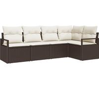 Ensemble de canapés vidaXL avec coussins, 5 pièces, en rotin synthétique marron