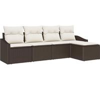 Ensemble de canapés vidaXL avec coussins, 5 pièces, en rotin synthétique marron