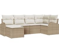Ensemble de canapés vidaXL avec coussins (6 pièces), beige et blanc, en polyrotin
