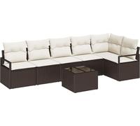 Ensemble de canapés vidaXL avec coussins, 7 pièces, en rotin synthétique marron