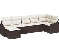 Ensemble de canapés vidaXL avec coussins, 7 pièces, en rotin synthétique marron