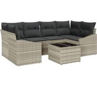 Ensemble de canapés vidaXL avec coussins (7 pièces), gris clair et gris foncé, en polyrotin
