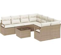 Ensemble de canapés vidaXL avec coussins, 9 pièces, beige et crème, en polyrotin