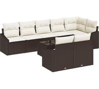 Ensemble de canapés vidaXL avec coussins, 9 pièces, en rotin synthétique marron