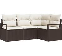 vidaXL Ensemble de canapés avec coussins, rotin synthétique marron, 4 pièces