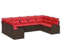 Ensemble de canapés vidaXL avec coussins, en rotin synthétique marron