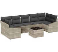 Ensemble de canapés vidaXL avec coussins, gris clair, 55 x 55 x 37 cm, rotin synthétique