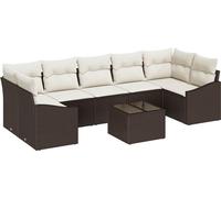 Ensemble de canapés vidaXL avec coussins marron et crème, 55 x 55 x 37 cm, en rotin synthétique