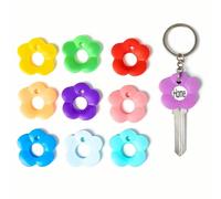 Ensemble de capuchons de n silicone en forme de fleurs multicolores, housses de odées par couleur durables, protecteurs de clé identificateurs faciles à installer pour la gestion des clés, a