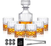 Ensemble de carafe à décanter pour homme, verres à whisky et carafe à décanter avec pierres rafraîchissantes en verre transparent pour whisky, bourbon, rhum, homme, cadeau pour les pères