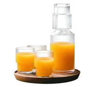 Ensemble De Carafe A Eau De Chevet,800ml Bouteille De Bain De Bouche En Verre Avec 4 Tasses,Carafes A Eau De Chevet,Carafe A Eau De Chevet Et Tasse En Verre Pour Boissons,Salon(Transparent)
