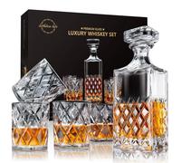 Ensemble de carafes à whisky de 849 ml avec 4 verres, présenté dans une boîte cadeau