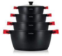 Ensemble de casseroles 8 pièces, compatible induction, revêtement antiadhésif en titane, aluminium coulé, sans