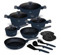 Ensemble de Casseroles BerlingerHaus 11 Pièces Bleu Mat - Casseroles ø 16, 20, 24, 28 cm & Poêles ø 24, 28 cm - Tous Feux Dont Induction