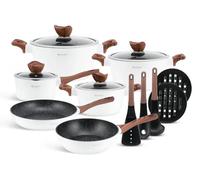 Ensemble de casseroles Edenberg 15 pièces en céramique et marbre avec accessoires de cuisine, ensemble de casseroles