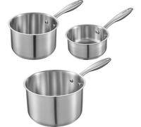 Ensemble de casseroles en acier inoxydable, casseroles de 1 QT, 2 QT et 3 QT avec couvercles en verre, casserole multifonctionnelle en acier inoxydable antiadhésive avec poignée ergonomique, compatibl