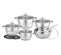 Ensemble de casseroles en acier inoxydable Cheffinger®, 12 pièces, compatible avec tous les types de plaques de cuisson, neuf