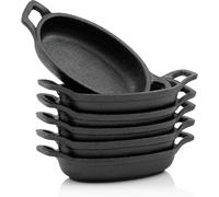 Ensemble de casseroles en fonte - Assiettes de service - Pour la cuisson et le grill - Prêt à l'emploi - 20 x 9,5 cm - Noir