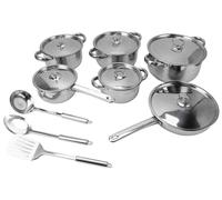Ensemble de casseroles et poêles en acier inoxydable, 15 pièces, avec couvercles, comprenant des marmites, des sauteuses et une louche