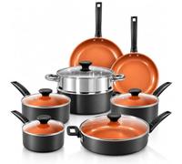 Ensemble de casseroles et poêles Gotham Steel Pro, 13 pièces, ustensiles de cuisine anodisés durs avec batterie de cuisine antiadhésive en céramique