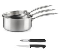 Ensemble de casseroles Gourmet, 5 pièces, en acier inoxydable 16/18/20 cm + couteau