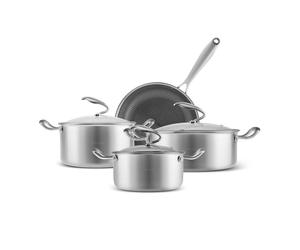 Ensemble de casseroles Karaca 5Ply PowerSteel 316+ : 7 pièces en acier inoxydable 316 (cocotte, faitout, casserole, poêle à frire)