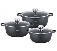 Ensemble de casseroles - KINGHOFF - KH-1606 - Revêtement COOKMARK marbré antiadhésif - Fonte induction - 3 pièces (20/24/28 cm)