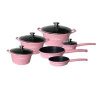 Ensemble de casseroles Kochtopf Diamant, 12 pièces : casseroles en aluminium avec fond en fonte, compatibles avec les plaques à induction, avec gants de cuisine