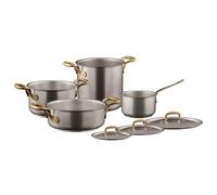 Ensemble de casseroles Sambonet 1965 Vintage en acier inoxydable aspect vieilli, 4 pièces / IT S0136-S00487-51900-07