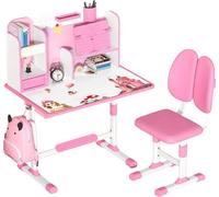Ensemble de chaises de bureau pour enfants, design ergonomique, réglable en hauteur, rose