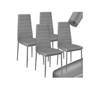 Chaises - TECTAKE - Ensemble 4 fauteuils de salle à manger THOMAS dossier ergonomique rembourrés et revêtement aspect cuir - Gris
