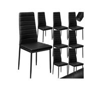 Chaise - TECTAKE - Lot de 8 chaises THOMAS avec strass, rembourré en cuir synthétique, pieds en acier, 45 x 48 x 98,5 cm - Noir