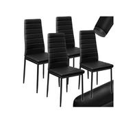 Chaise - TECTAKE - Lot de 4 chaises avec surpiqûre THOMAS dossier haut et ergonomique, pieds en acier, 45 x 48 x 98,5 cm - Noir