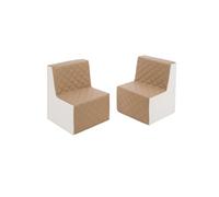 Ensemble de meubles eko en cuir matelassé : 2xfootrest Ensemble de meubles eko leather quilted : 2x fauteuil (couleur : blanc, cappuccino)