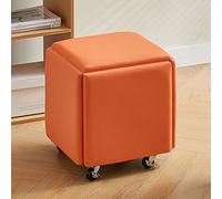 Ensemble de chaises ottomanes gigognes 5 en 1, tabourets de rangement en cuir avec roulettes, repose-pieds polyvalents pour salon, chambre à coucher et salle à manger, ottomans peu encombrants (taille