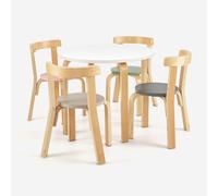 Ensemble de chaises pour enfants COSTWAY comprenant 4 chaises, ensemble de table et chaises pour enfants en 5 pièces en peuplier et bouleau avec coins et bords arrondis, mobilier pour enfants à partir