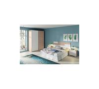 Ensemble de chambre à coucher adulte coloris effet bois / blanc ( Armoire + 2 chevets et tete de lit ) --
