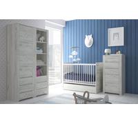 Ensemble de chambre d'enfant 5 pièces en chêne blanc avec lit d'enfant et commode