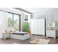 Ensemble de chambre d'enfant de style rustique Lit, table de nuit, armoire, commode 5 pièces