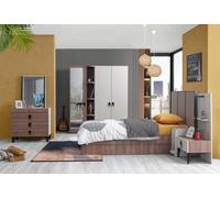 Ensemble de chambre d'enfant Lit Table de chevet Commode Armoire Marron Moderne Haute qualité
