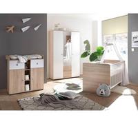 Ensemble de chambre pour bébé - Ensemble de meubles pour chambre d'enfant - Meubles pour bébé - Lit bébé - Armoire - Commode - Aspect chêne Sonoma