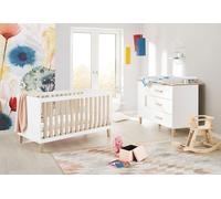 Ensemble de chambre pour enfants Pinolino "Lumi", extra-large, 2 pièces.Reproduction : uni, blanc et chêne avec structure en bois massif