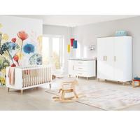 Ensemble de chambre pour enfants Pinolino "Lumi", extra-large, 3 pièces.Reproduction : uni, blanc et chêne avec structure en bois massif