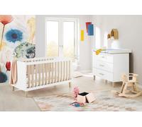 Ensemble de chambre pour enfants Pinolino "Lumi", large, 2 pièces.Reproduction : uni, blanc et chêne avec structure en bois massif