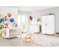 Ensemble de chambre pour enfants Pinolino "Lumi", large, 3 pièces.Reproduction : uni, blanc et chêne avec structure en bois massif