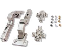 Ensemble de charnières à fermeture douce, 2 pièces, sans perçage pour la plaque de fixation supérieure, plaque de montage croisée