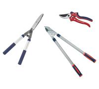 Ensemble de cisailles de jardin - 3 pièces - Télescopique - Acier au carbone - Résistant à la rouille