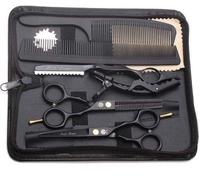Ensemble de ciseaux de coiffure professionnels Unyqoos® de 5,5 pouces – Ciseaux à cheveux et ciseaux de dégradé, fabriqués au Japon en acier inoxydable 440C, de couleur noire, avec accessoires