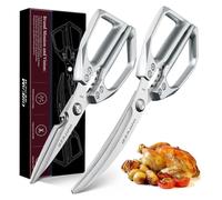 Ensemble de ciseaux de cuisine argentés, ciseaux multifonctions pour volaille avec manche ergonomique, en acier au carbone de haute qualité, ensemble de 2 pièces